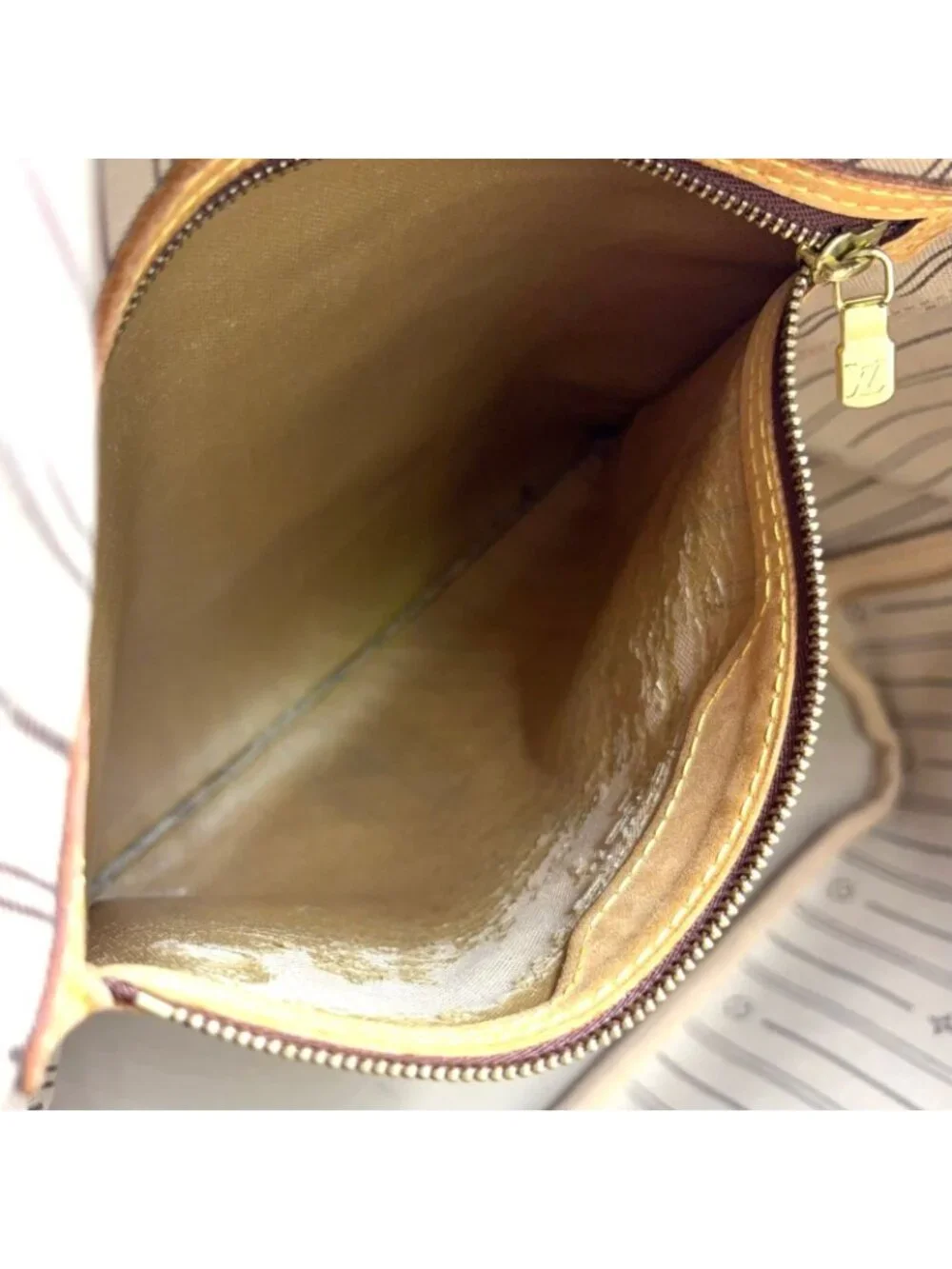 Louis Vuitton Neverfull MM Monogram Leather Brown Tote Gold